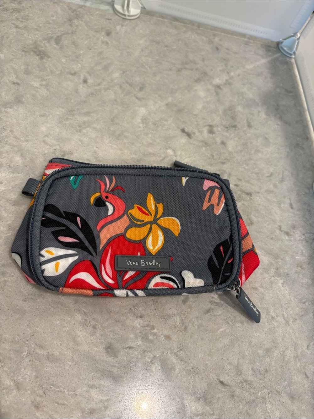 Vera Bradley Gray Floral Quilted Crossbody Bag with Accessory Bag - Picture 6 of 7